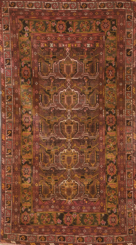 Appraisal: Afghan Rug Circa Red ground with serrated leaf and floral