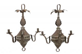 Appraisal: PAIR OF COUNTRY CANDLE CHANDELIERS Pair of Early th c