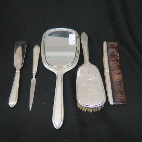 Appraisal: pc Sterling Silver Dresser Setby Gorham includes hand mirror shoe