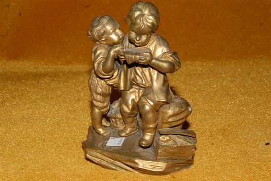 Appraisal: TH CENTURY CONTINENTAL GILT BRONZ SCULPTURE children Unsigned H From