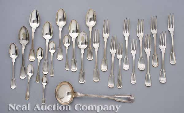 Appraisal: A Large Group of French Fiddlethread Silverplate Flatware including Christofle