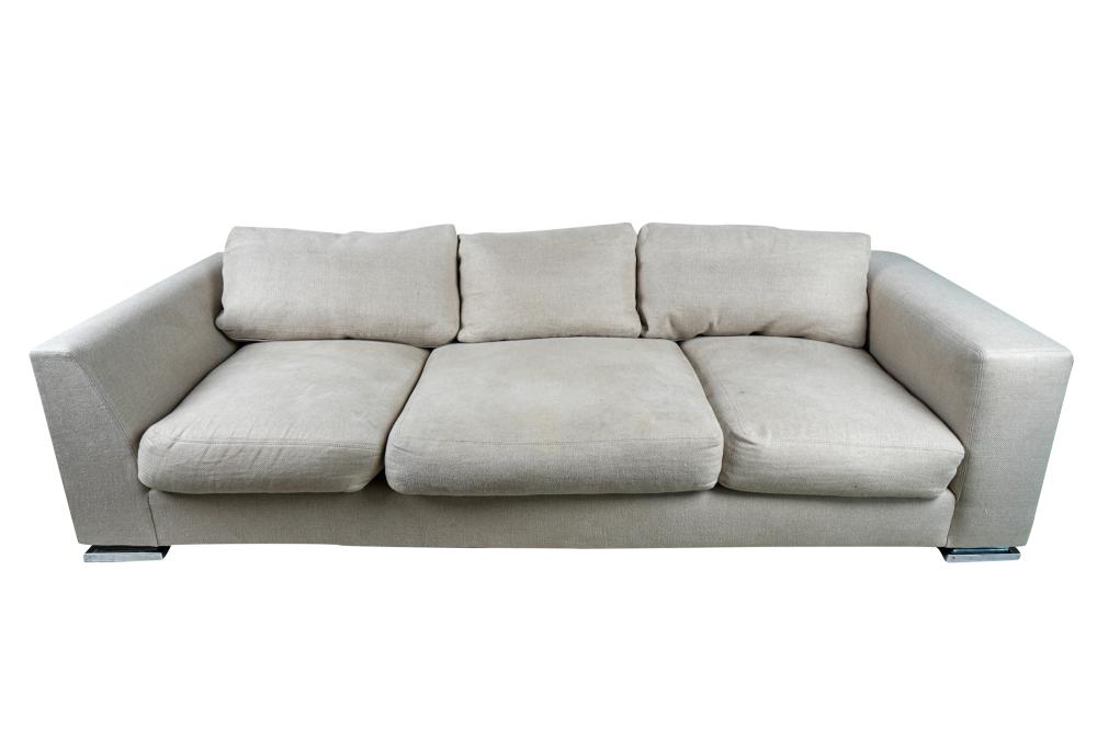 Appraisal: UPHOLSTERED SECTIONAL SOFAon a chrome base the larger section inches