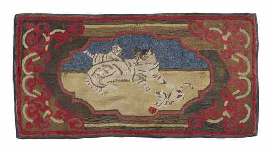 Appraisal: An American Hooked Rug of rectangular form centered with a