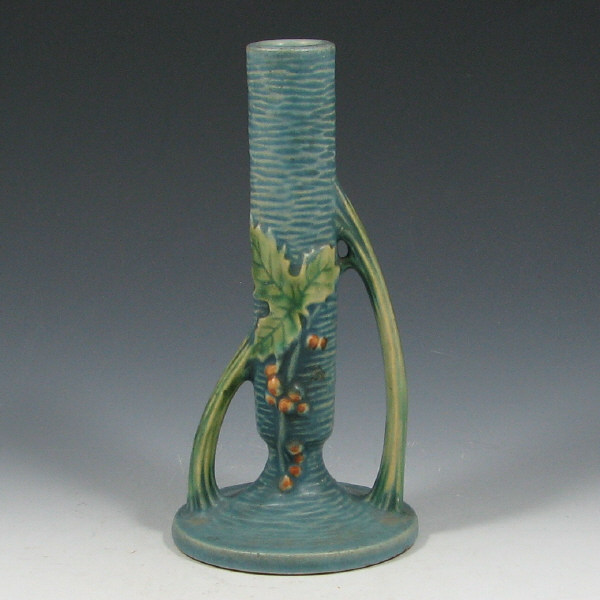 Appraisal: Roseville Bushberry - Bud Vase - Mint Roseville blue Bushberry