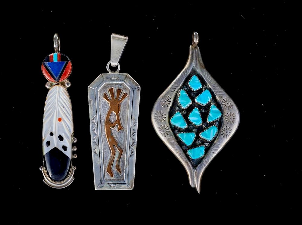 Appraisal: ZUNI AND NAVAJO JEWELRY Vintage old pawn Zuni and Navajo