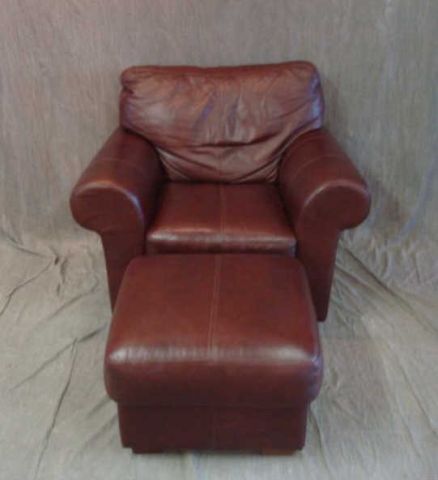 Appraisal: Leather chair ottoman Estimate -