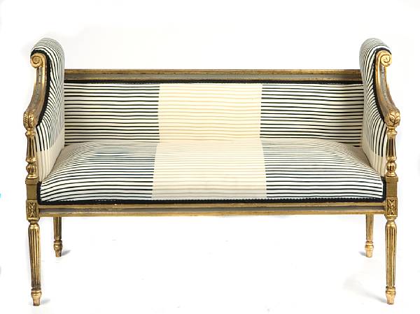 Appraisal: A Neoclassical style giltwood and upholstered settee height in width