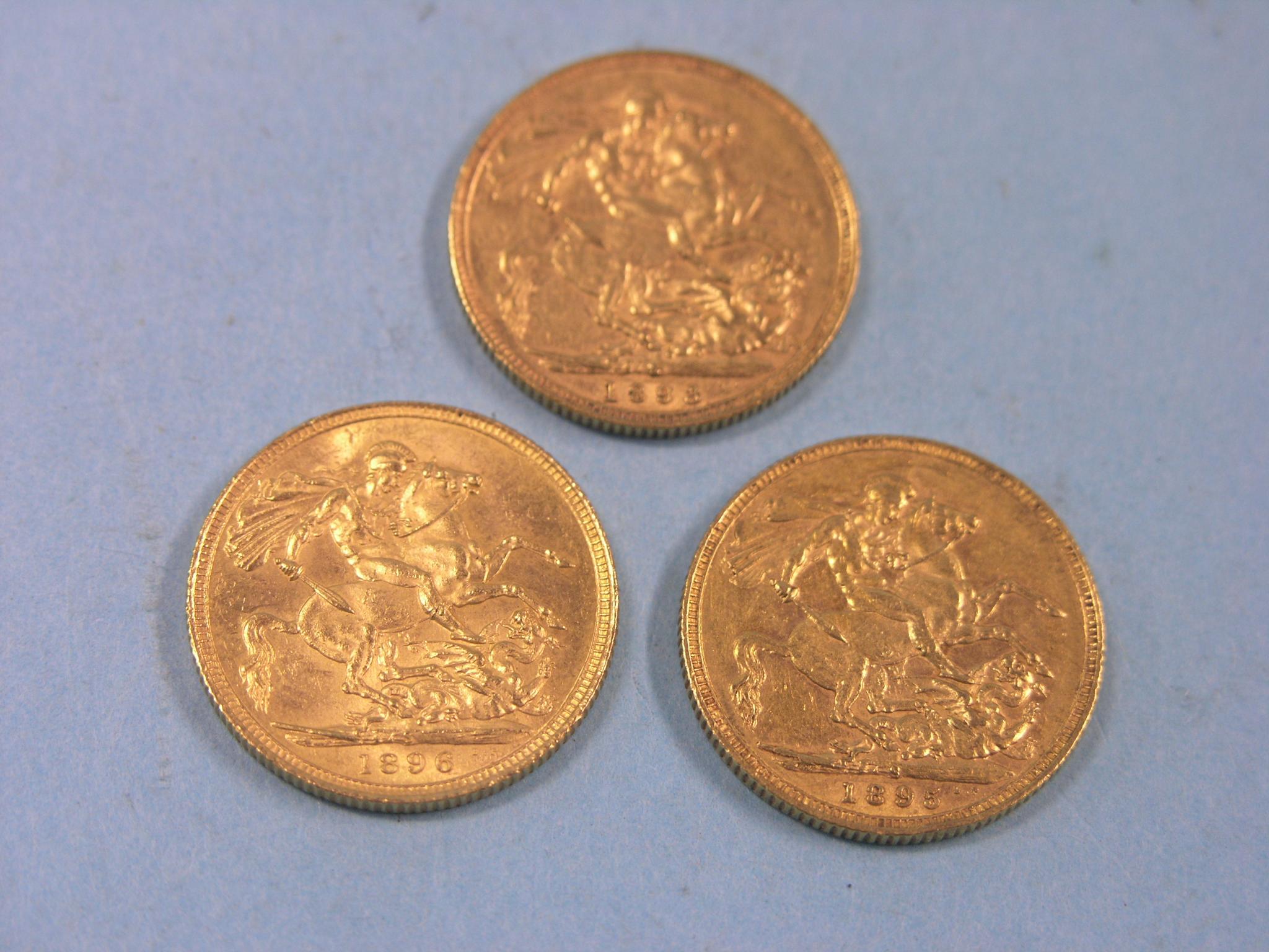 Appraisal: Three Victorian gold Sovereigns all Sydney mints