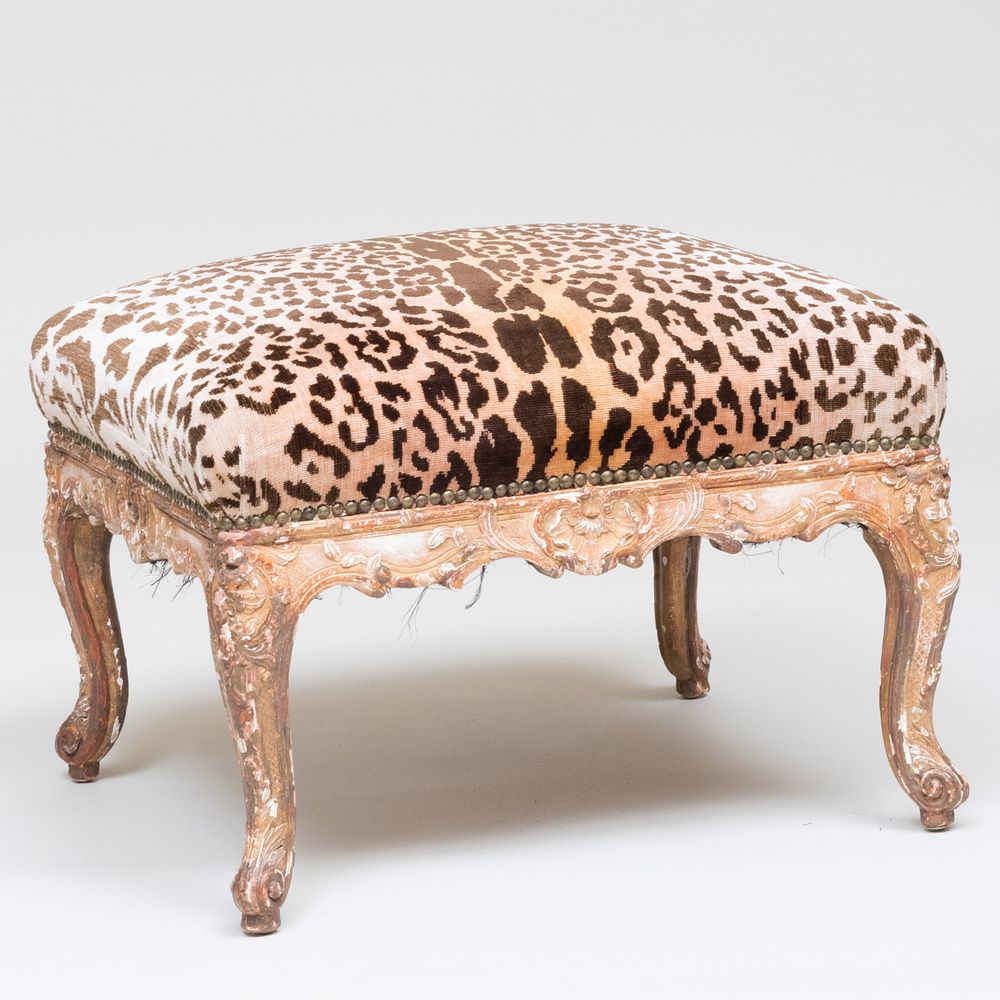 Appraisal: Louis XV Giltwood and Upholstered Tabouret x x in Gracious