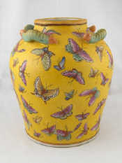 Appraisal: A Chinese jar the matt yellow raku glazed body with