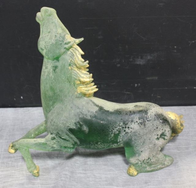 Appraisal: Murano Scavo Horse Sculpture Indistinctly signed on belly From a