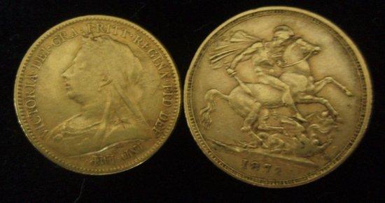 Appraisal: A Victoria sovereign together with a half sovereign