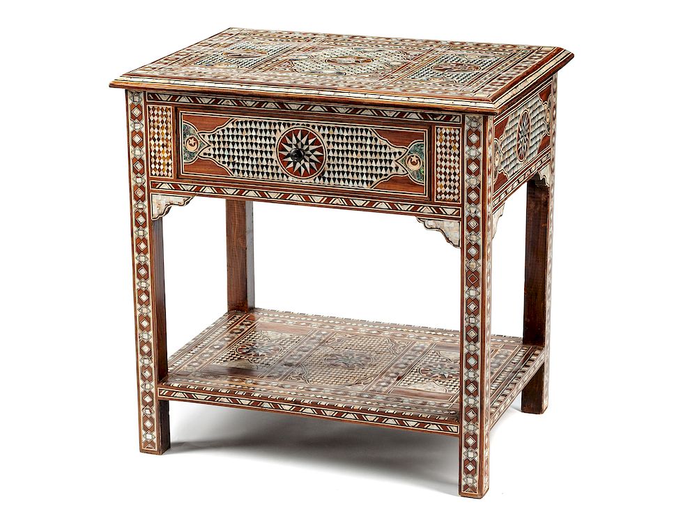 Appraisal: A Moorish Style Mother-of-Pearl Inlaid Side Table A Moorish Style