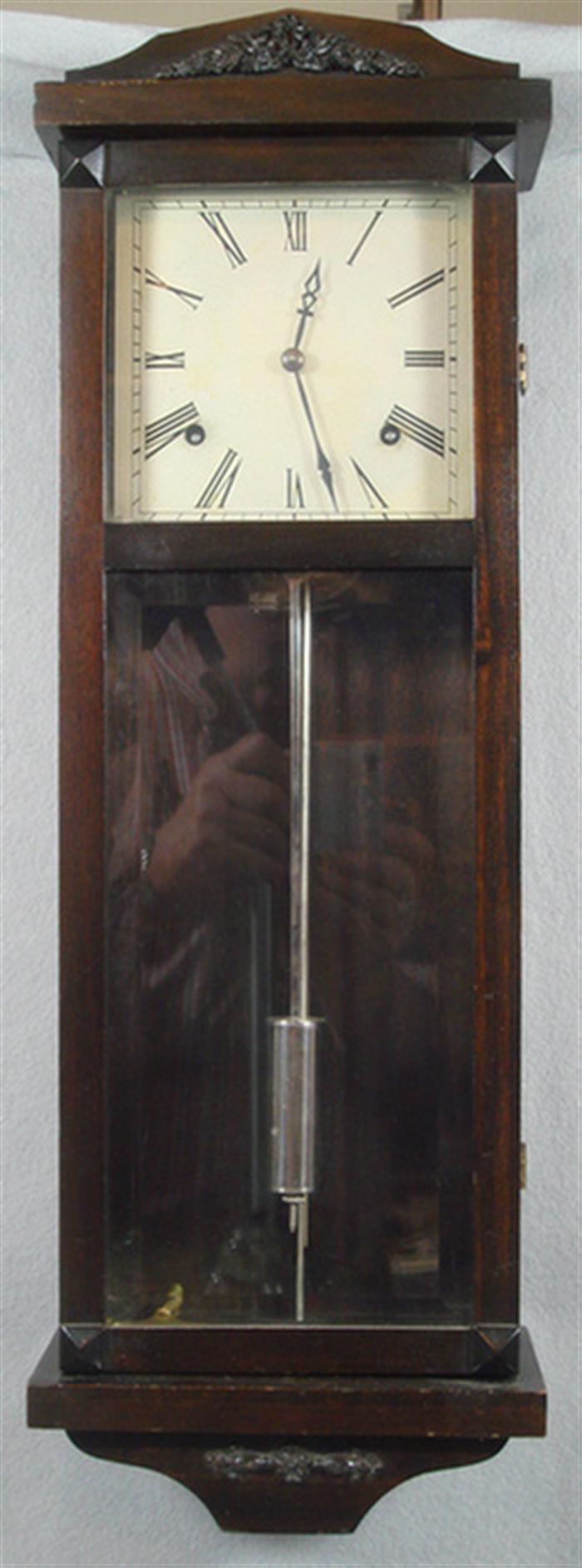 Appraisal: Gilbert Hollywood mahogany wall clock h Estimate -