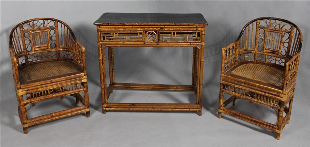 Appraisal: FOUR-PIECE SUITE OF RATTAN SEATING FURNITURE IN THE MANNER OF