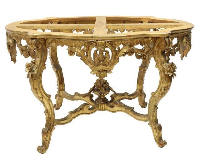 Appraisal: Louis XV style giltwood table base having shaped top over