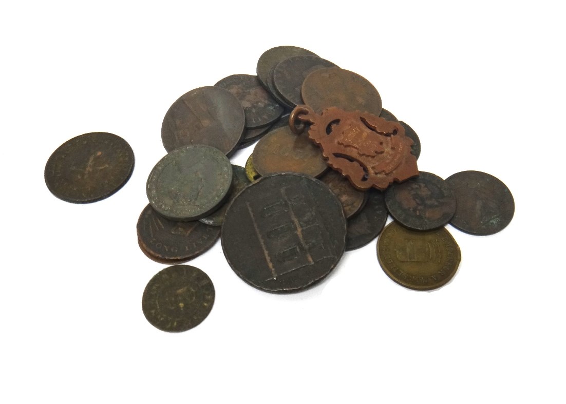 Appraisal: A group of mostly copper and bronze coins including four