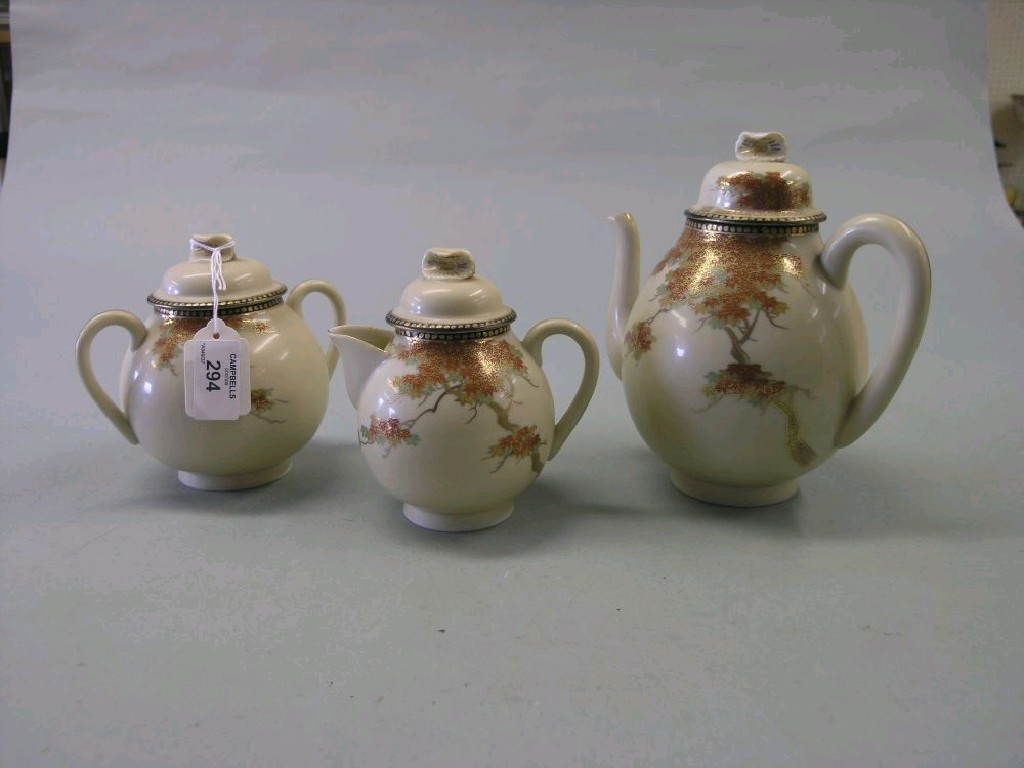 Appraisal: A Japanese egg-shell porcelain part tea set nineteen pieces including