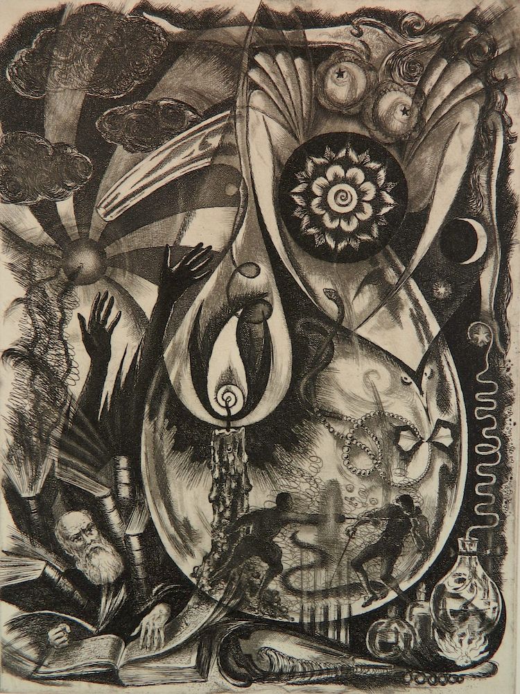 Appraisal: Ralph Fabri etching Ralph Fabri American - - ''Doctor Faustus''-