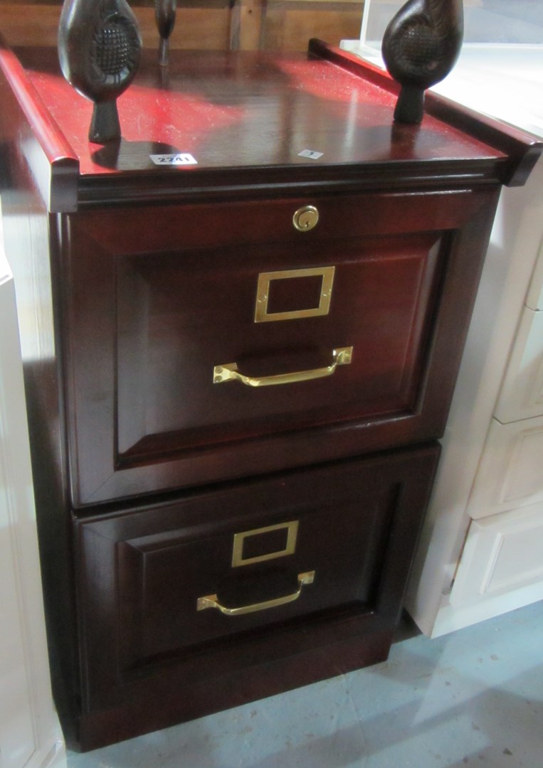 Appraisal: A th century mahogany two drawer filing cabinet