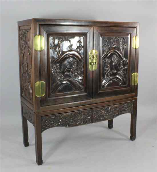 Appraisal: A late th early th century Chinese hardwood cabinet on