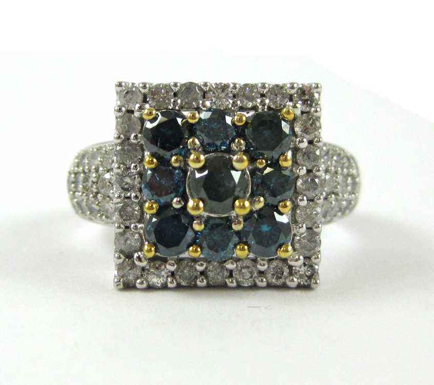 Appraisal: FANCY BLUE GREEN DIAMOND AND WHITE GOLD RING The k