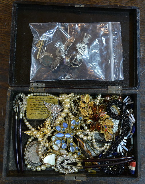 Appraisal: A collection of miscellaneous costume jewellerynecklaces brooches a ct gold