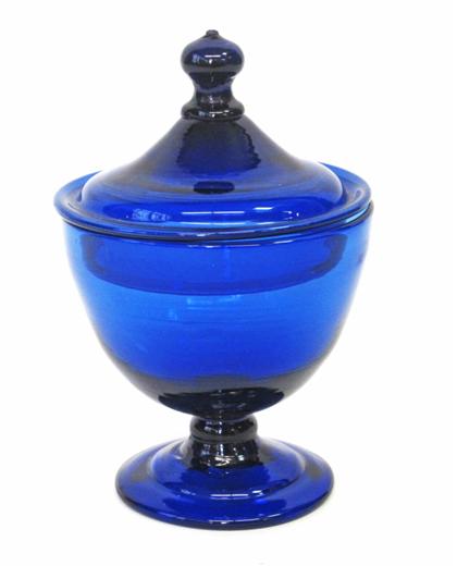 Appraisal: Blown cobalt glass covered sugar bowlearly th century