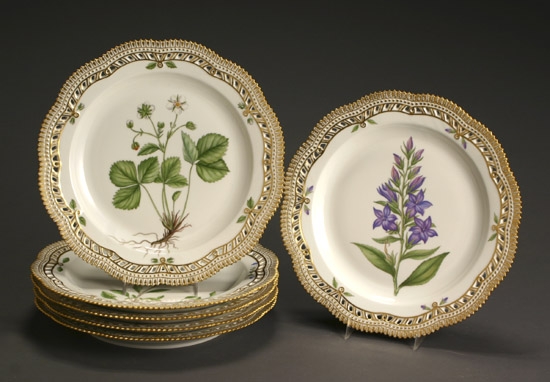 Appraisal: Set of Six Royal Copenhagen 'Flora Danica' Reticulated Service Plates