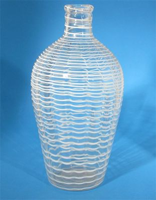 Appraisal: A Whitefriars threaded glass vase white glass threaded on flint