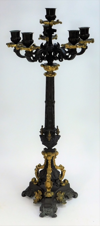 Appraisal: FRENCH GILT BRONZE LIGHT CANDELABRA France Early th CenturyOrnate sconces