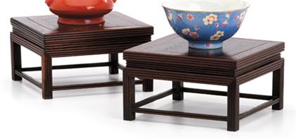 Appraisal: Pair of Chinese Homgmu waisted table form stands th century