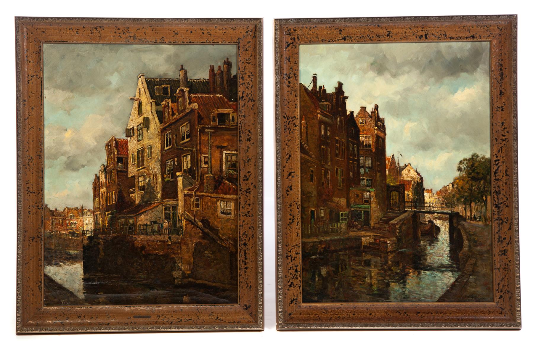 Appraisal: TWO CITYSCAPES BY PIETER HOUT NETHERLANDS - Oil on canvas