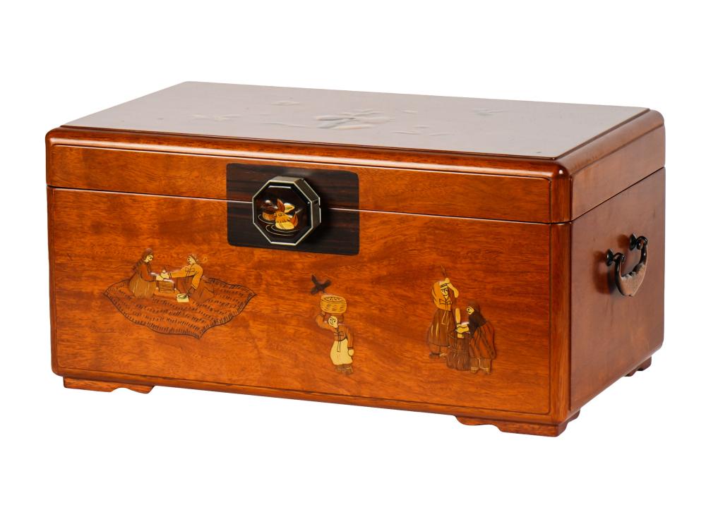 Appraisal: KOREAN BUTTERFLY-MOTIF JEWELRY BOXwith removable tray inches wide inches deep