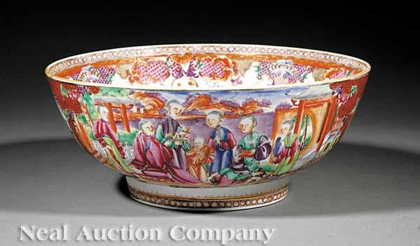 Appraisal: A Chinese Export Porcelain Mandarin Palette Punch Bowl th th