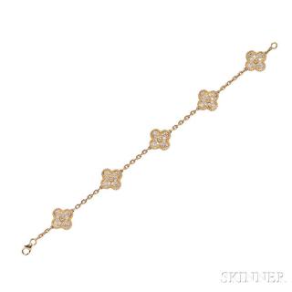 Appraisal: kt Gold and Diamond Alhambra Bracelet Van Cleef Arpel kt