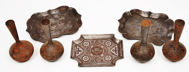 Appraisal: A PAIR OF PERSIAN IRON TRAYS with damascene koftgari decoration