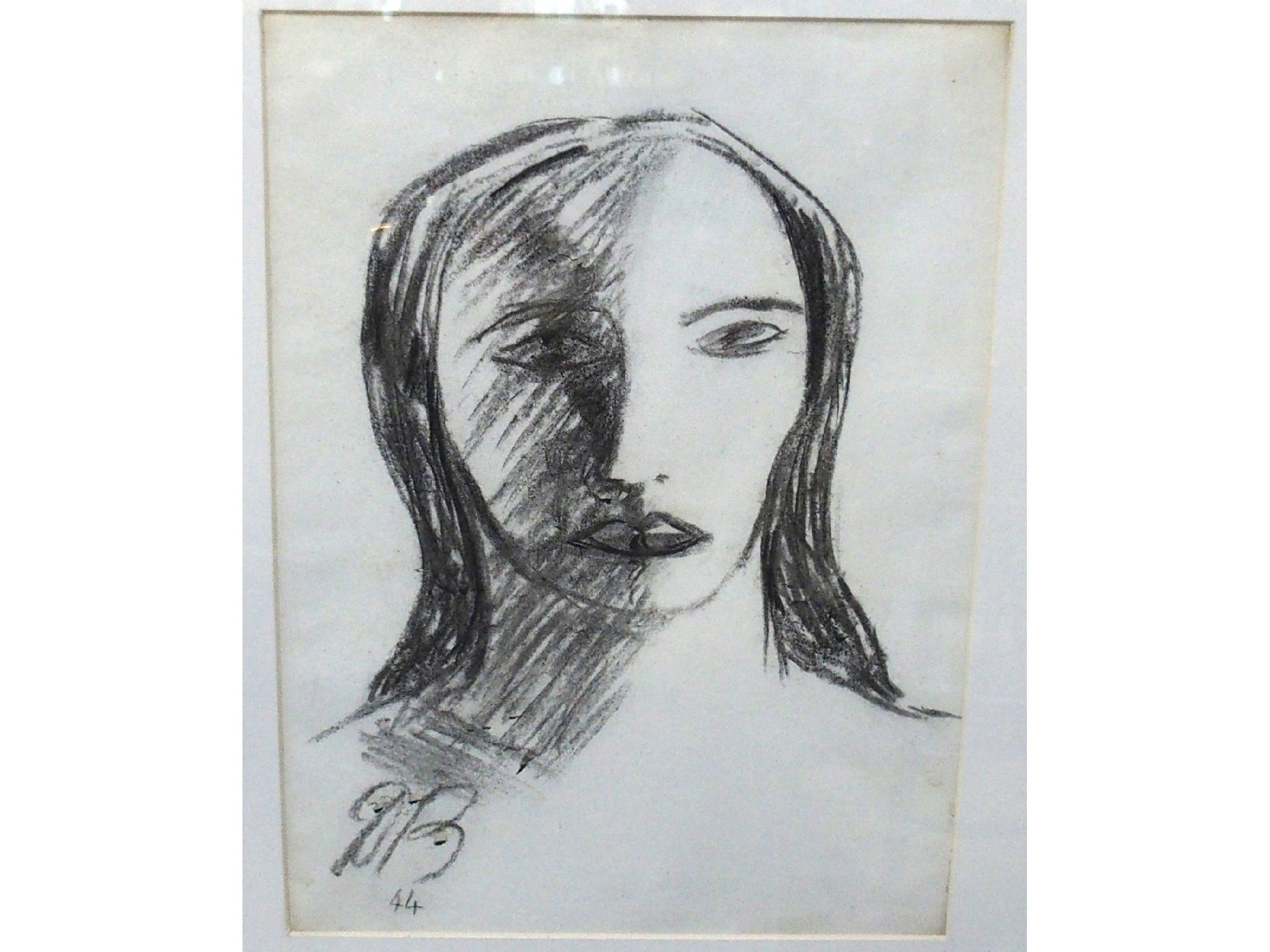 Appraisal: DONALD BAIN Woman's head signed and dated charcoal