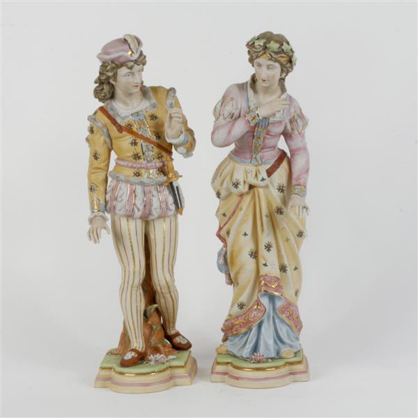 Appraisal: Pair Continental hand painted and gilt bisque figures in th