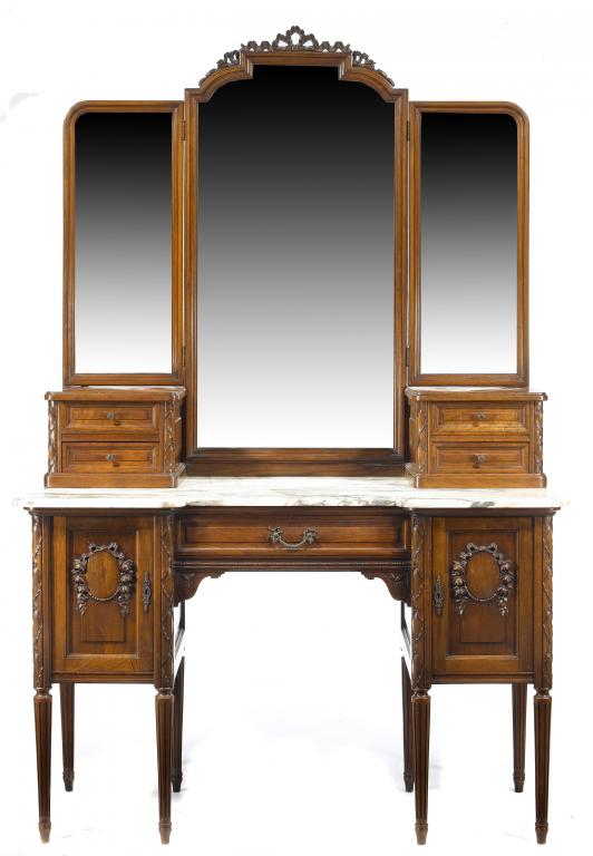 Appraisal: A FRENCH BEECH ARMOIRE AND DRESSING TABLE in Louis XVI