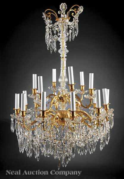 Appraisal: A Louis XVI-Style Eighteen-Light Gilt Bronze and Crystal Chandelier th