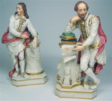 Appraisal: A pair of late th century Derby figures of Shakespeare