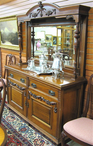 Appraisal: VICTORIAN MAHOGANY SIDEBOARD English late th century in two sections