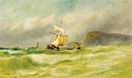 Appraisal: British school th century SAILING THE ROUGH SEAS oil on