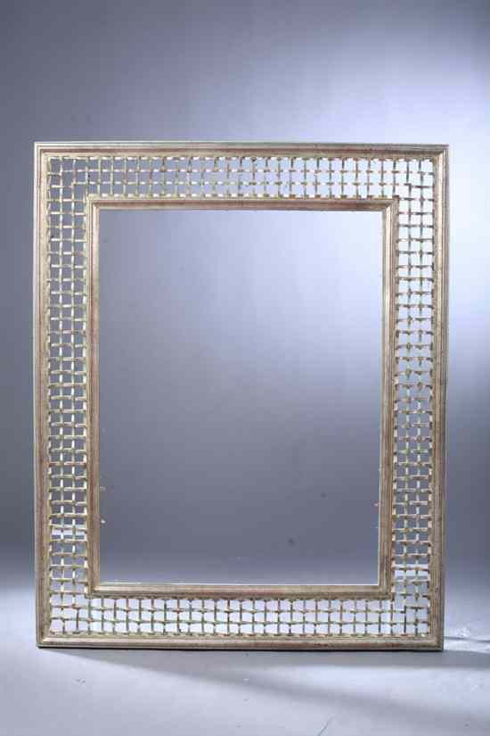 Appraisal: CONTEMPORARY SILVER-FINISHED OPEN-WORK MIRROR FRAME - in x in