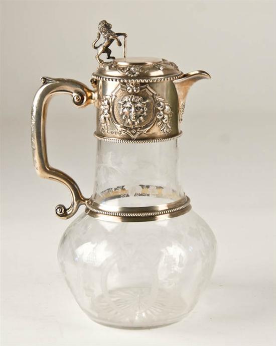 Appraisal: A th C English Sterling Mounted Claret Jug with London