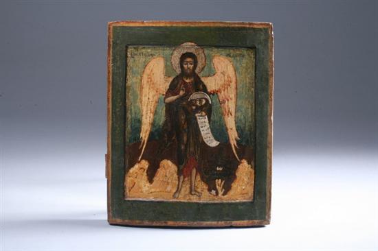 Appraisal: NORTHERN SCHOOL ICON OF ST JOHN THE BAPTIST Circa Tempera