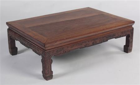 Appraisal: A th century Chinese carved hardwood low table the rectangular