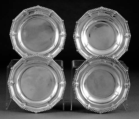 Appraisal: Six English sterling soup bowls Robert Garrard London dated gadrooned