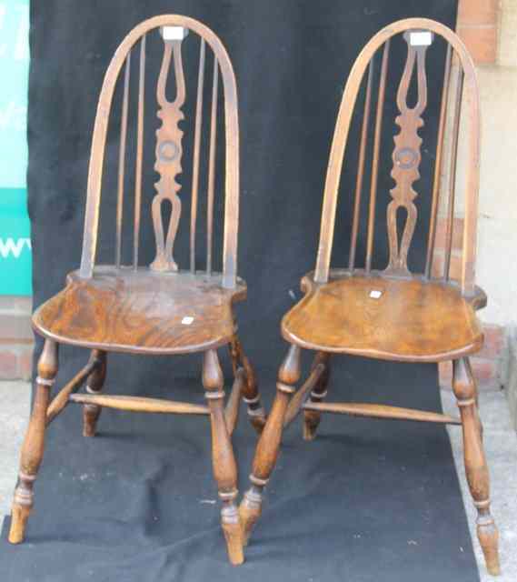 Appraisal: A SET OF FOUR ELM AND BEECHWOOD STICK BACK KITCHEN